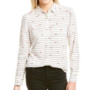 Court & Rowe Striped Heart Print Button Up Blouse